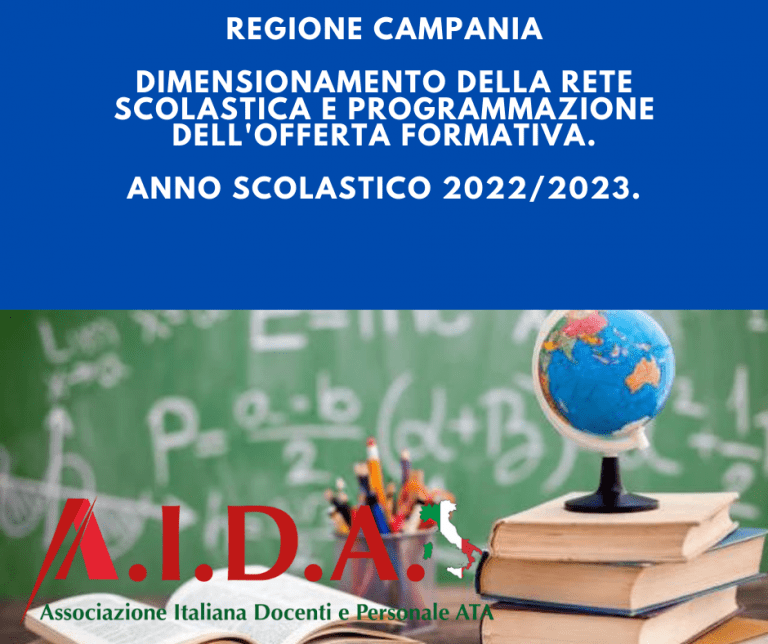 Regione Campania:Dimensionamento della rete scolastica e programmazione dell’offerta formativa. Anno scolastico 2022/2023.