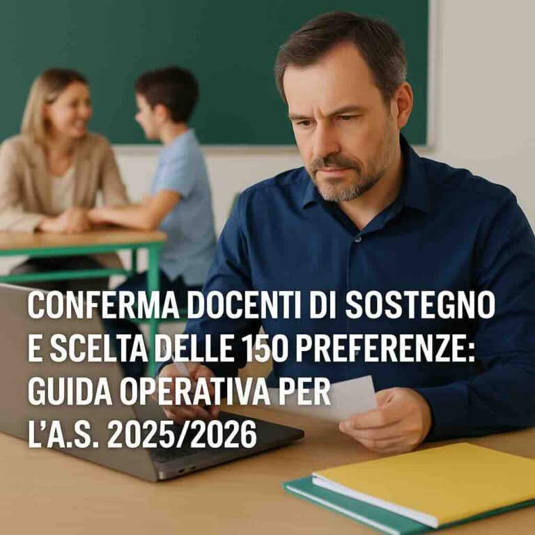 Conferma docenti di sostegno e scelta delle 150 preferenze: guida operativa per l’a.s. 2025/2026